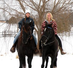 SUSAN AND HER FRIEND SHEILA RIDING HORSES IN SPARTA MISSOURI