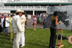 Susan Painting Barbaro in the Paddock at Kentucky Derby