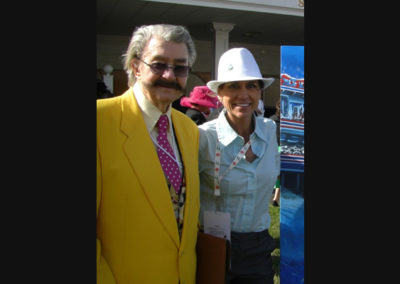 Susan and her friend Leroy Neiman in the Paddock at the Kentucky Derby